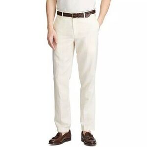 NWT polo Ralph Lauren linen lyocel blend straight fit cream trouser pant 32/32